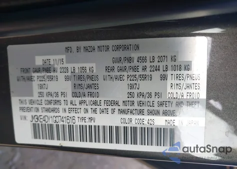 2016 Mazda Cx-5 Grand Touring z USA, uszkodzony, nr VIN JM3KE4DY1G0741616